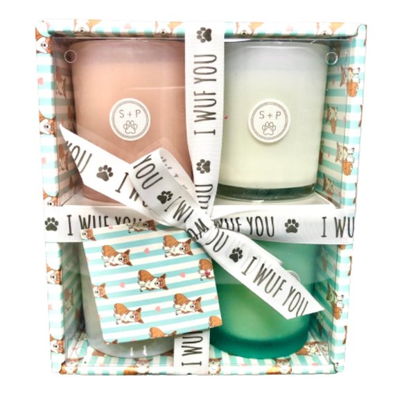 Sand + Paws 4 Candle Gift Set Corgi Love - Picture 1 of 6
